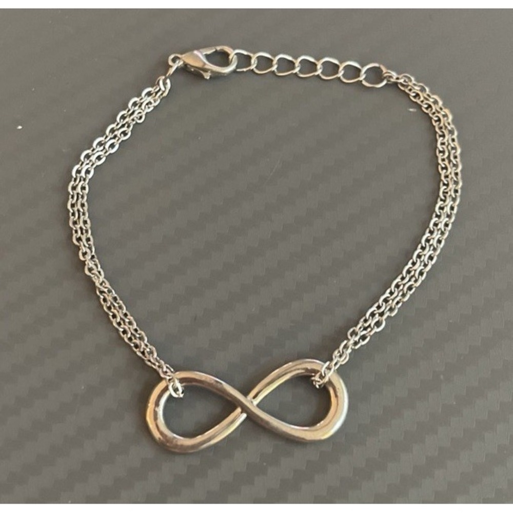 Vintage Silvertone Infinity Double Strand Bracelet